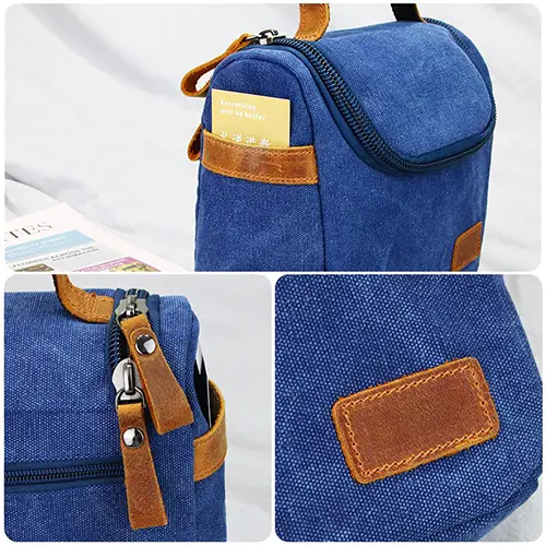 Premium canvas leather travel bag with leather details